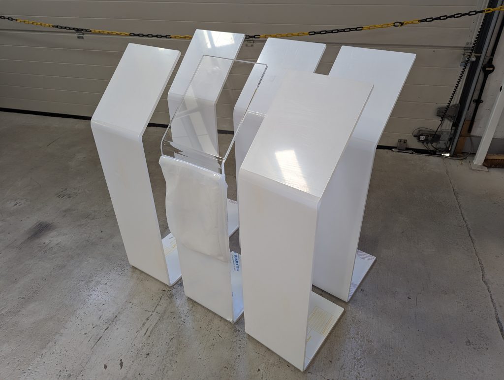 acrylic fabrication on car showroom stands